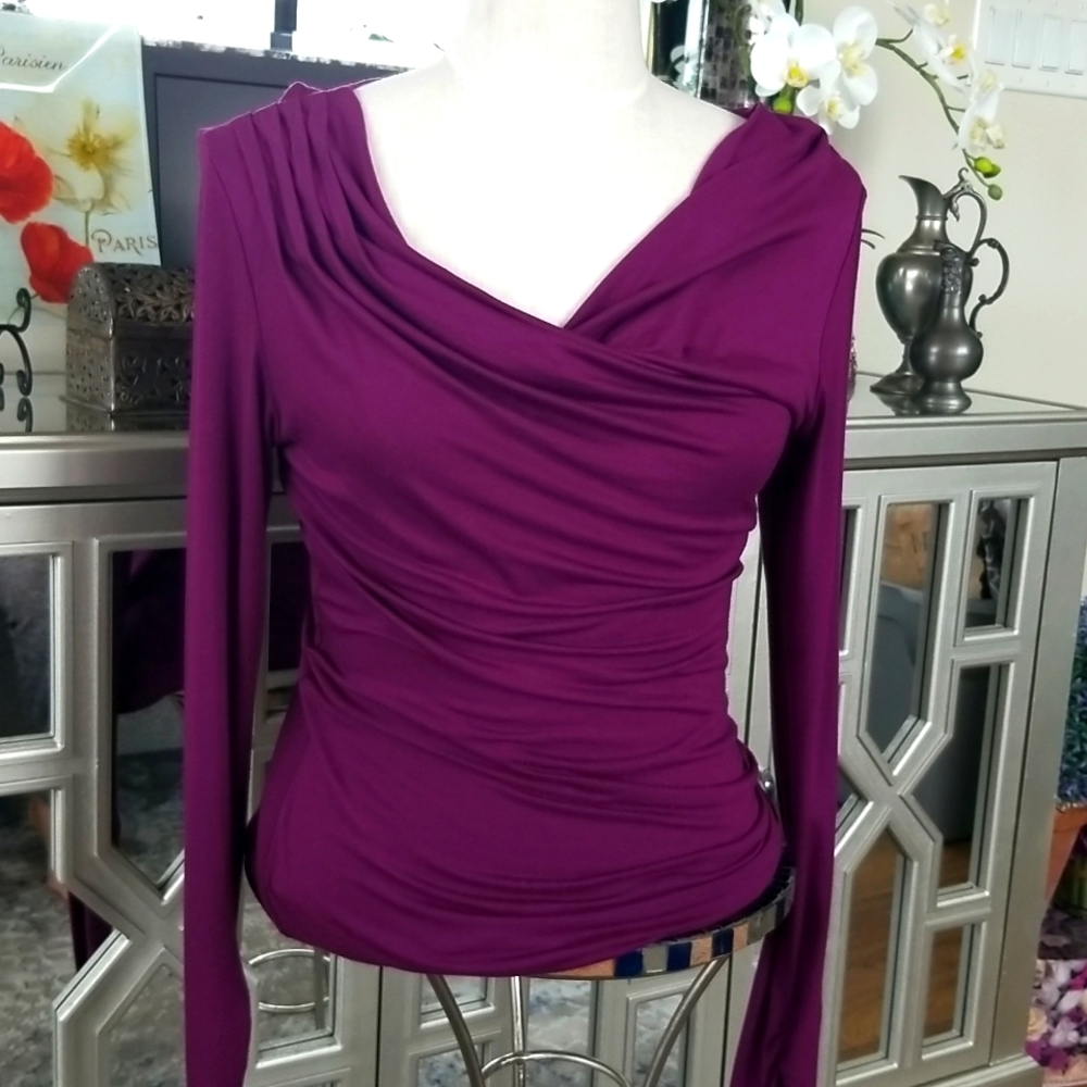 Max studio. medium. purple stretch fit top.blouse